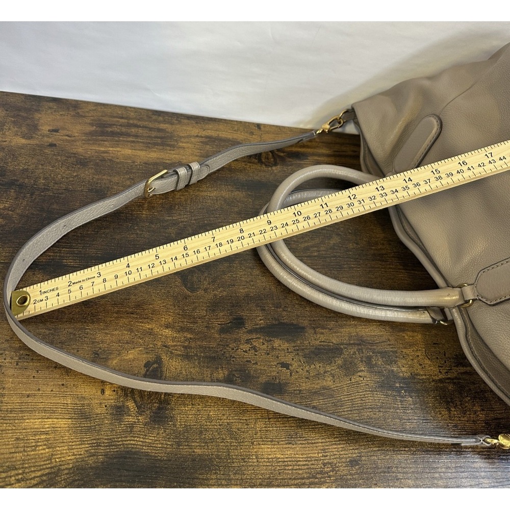 Marc Marc Jacobs Q Fran Tote Taupe Gray Pebbled Leather Shoulder Crossbody Bag - Picture 6 of 16
